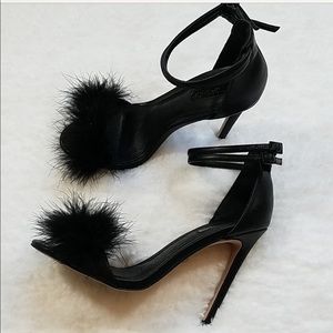 Top shop leather & feather heels size 39 or 9